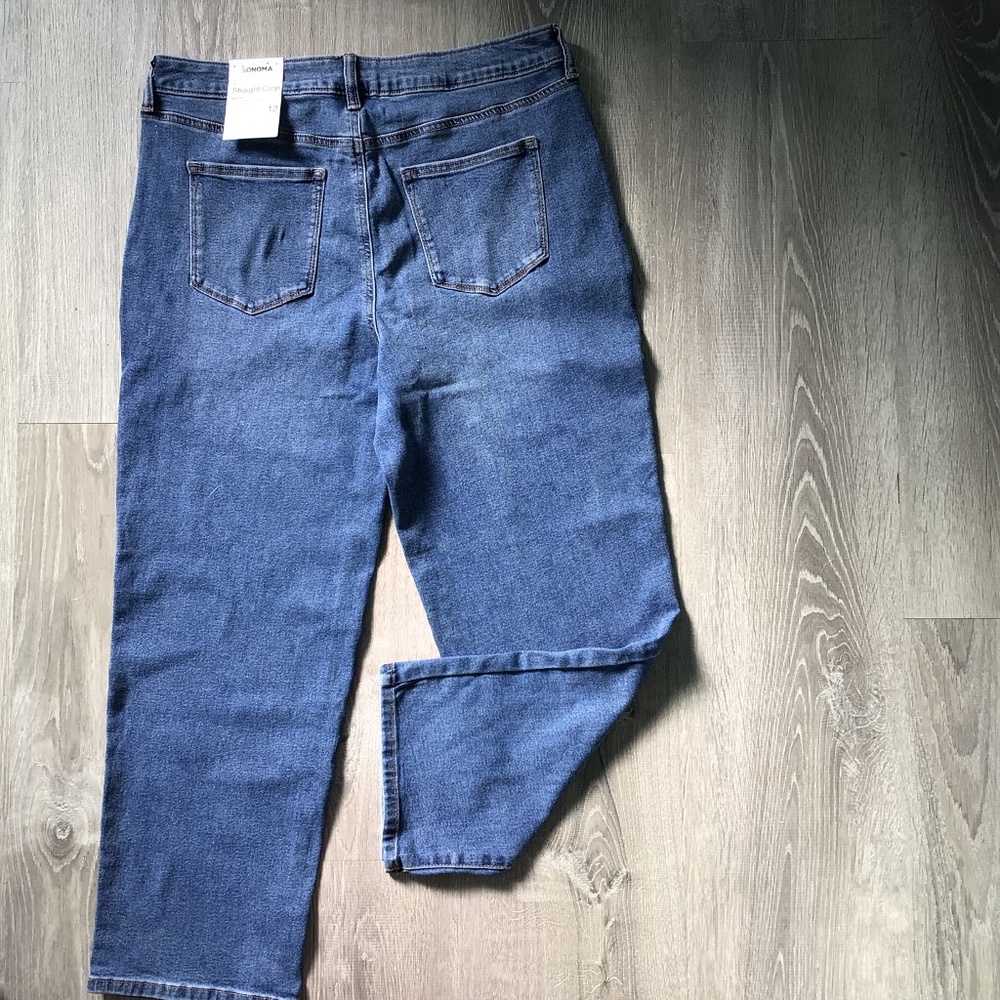 SONOMA STRAIGHT CROP WOMENS JEANS - HIGH RISE - SIZE 12 -NEW WITH TAGS